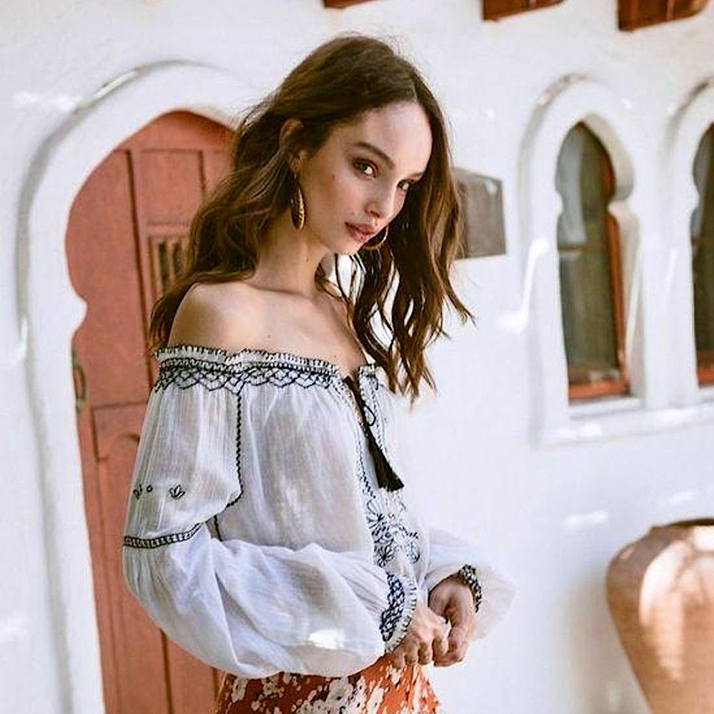 NWT Spell Folklore Embroidered Blouse